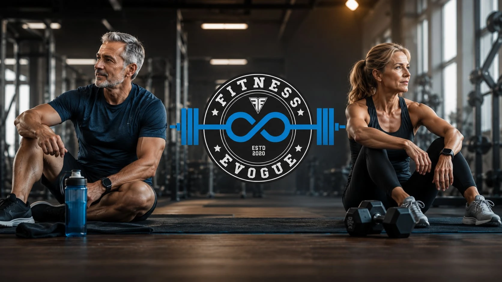 Man and woman in their 40s performing strength training at Fitness Evogue the best gym in Fatima Nagar Pune